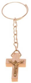 Chaveiro - Cruz Marfim c/ Cristo 2.5cm