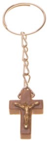 Chaveiro - Cruz imbuia c/ Cristo 2.5cm