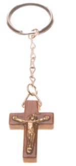 Chaveiro - Cruz imbuia c/ Cristo 3.3cm