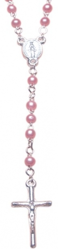 Terço - pérola - 4mm rosa