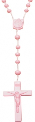Terço - plástico normal, rosa
