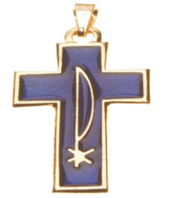 Pingente Cruz Pomba e PX - azul