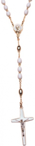 Terço - arroz com metal resina, branco